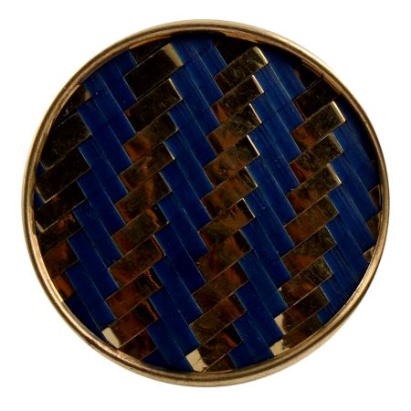 Round Navy Blue Metal and Wooden Cabinet Knobs